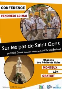 Soif de Culture - Conférence ''Sur les pas de Saint Gens''. Le vendredi 10 mai 2019 à MONTEUX. Vaucluse.  19H00